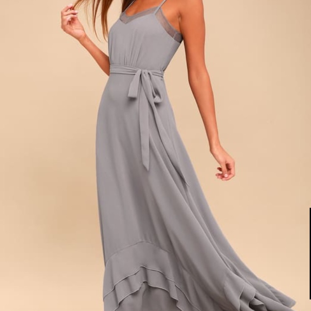 LULU’S Stars in Your Eyes Gray Maxi Dress!